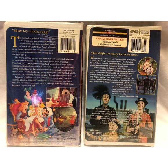 Disney VHS Lot The Lion King II Cinderella Little Mermaid Mary Poppins Sealed - Picture 5 of 5
